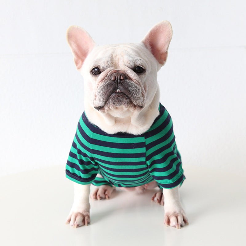 Stripe Onesie Pajama Bulldog Dog Clothes - PIKAPIKA