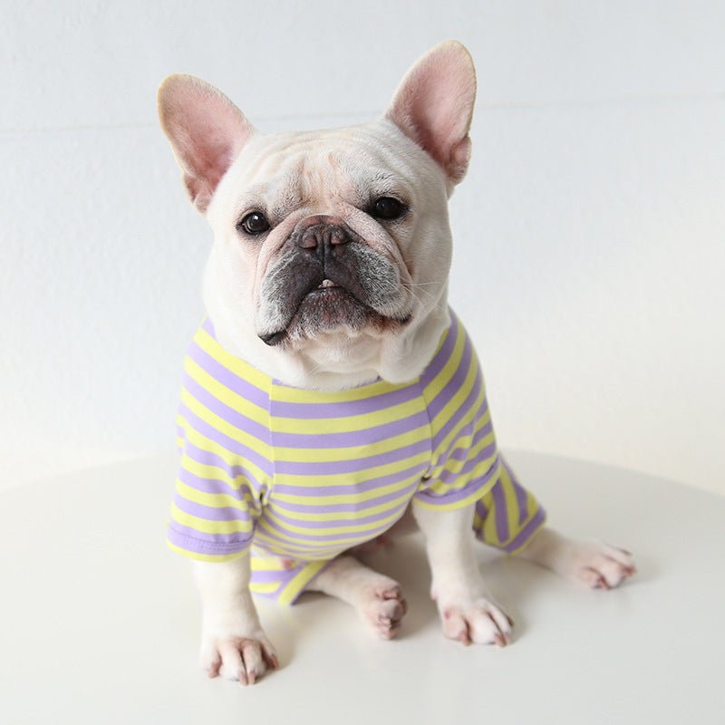 Stripe Onesie Pajama Bulldog Dog Clothes - PIKAPIKA