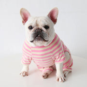 Stripe Onesie Pajama Bulldog Dog Clothes - PIKAPIKA