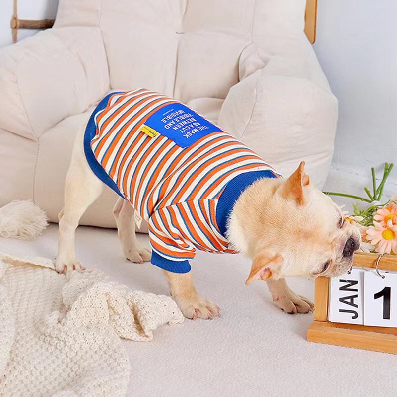 Stripe Shirt Sweatshirt Bulldog Dog Clothes - PIKAPIKA