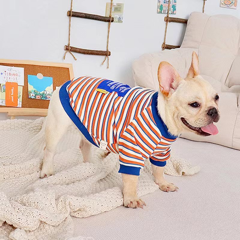 Stripe Shirt Sweatshirt Bulldog Dog Clothes - PIKAPIKA
