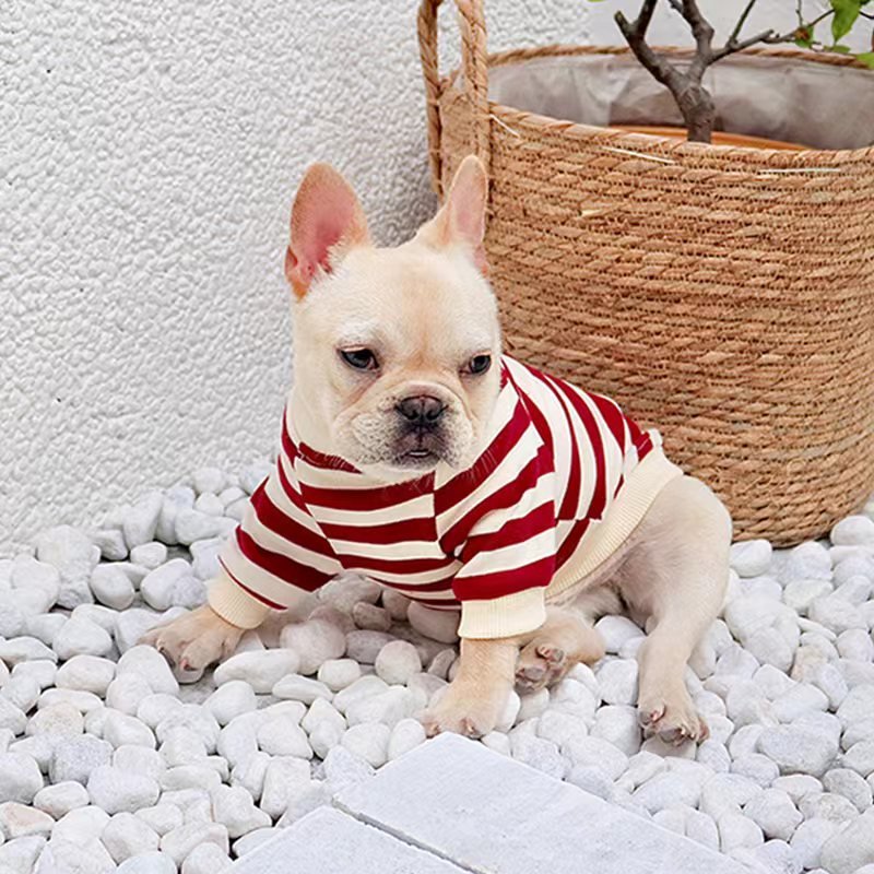 Stripe Shirts Sweatshirt Bulldog Dog Clothes - PIKAPIKA
