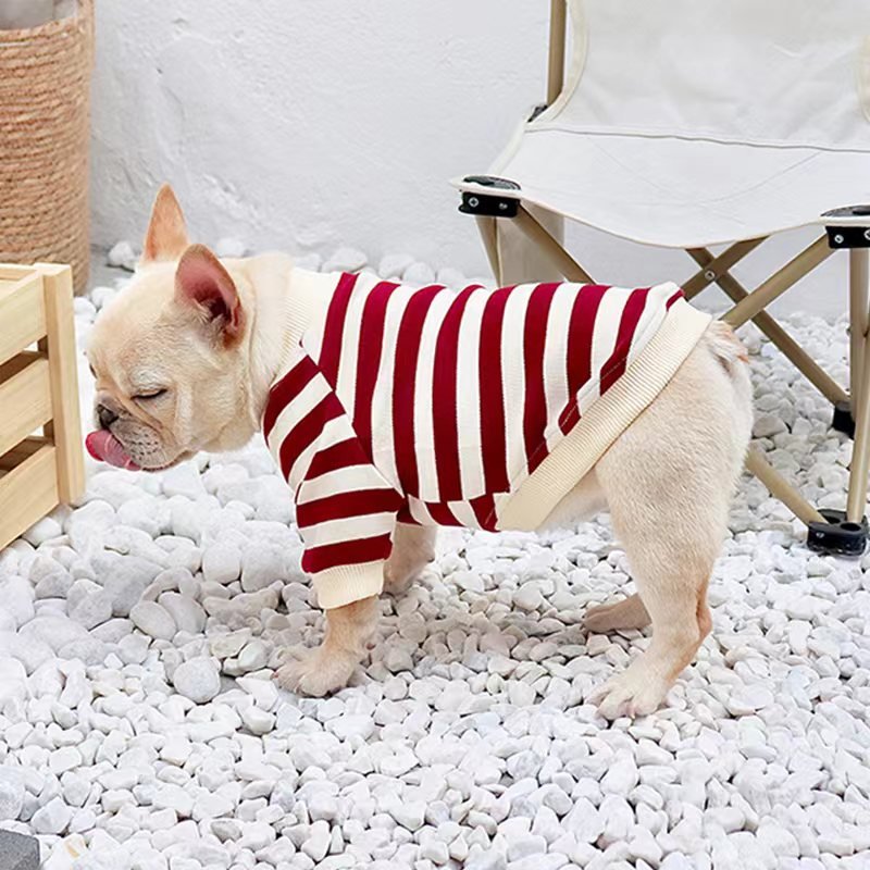 Stripe Shirts Sweatshirt Bulldog Dog Clothes - PIKAPIKA