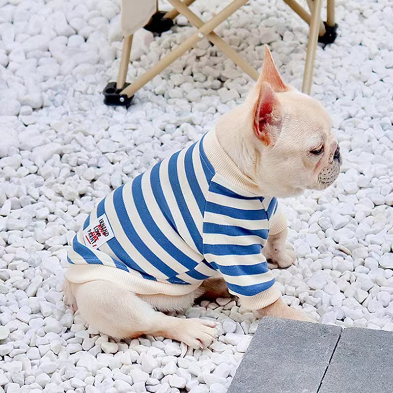 Stripe Shirts Sweatshirt Bulldog Dog Clothes - PIKAPIKA