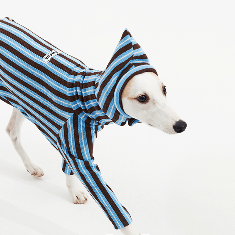 Stripe Shirts with Hat Dog Pajamas Italian Greyhound Clothes Blue - PIKAPIKA