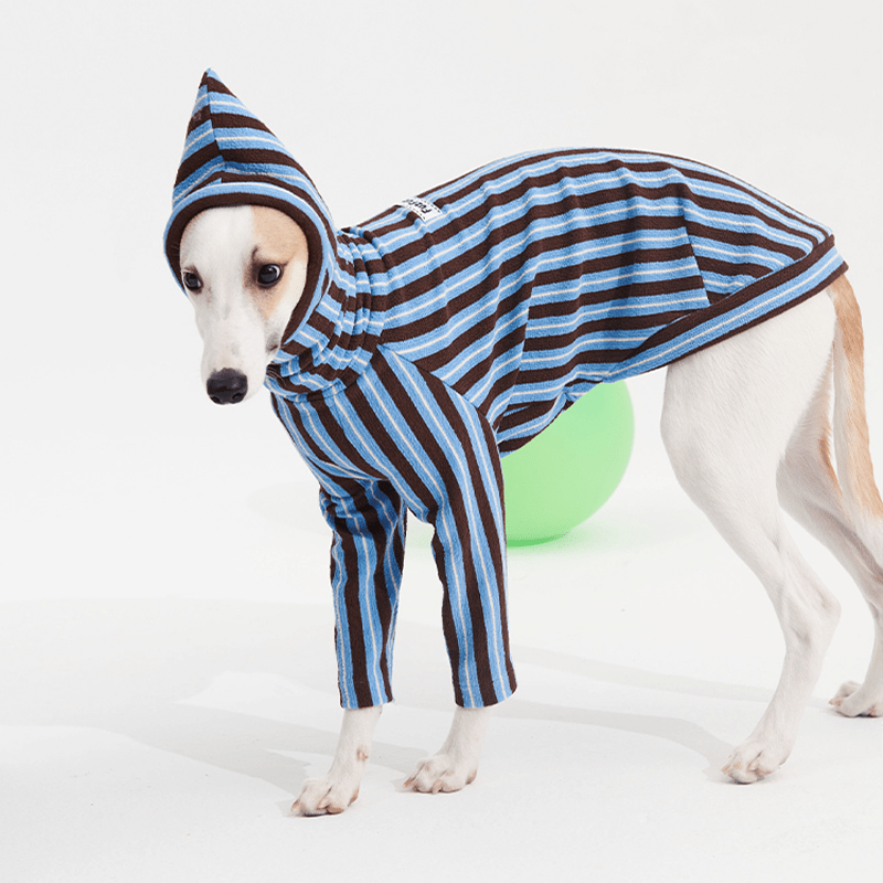 Stripe Shirts with Hat Dog Pajamas Italian Greyhound Clothes Blue - PIKAPIKA