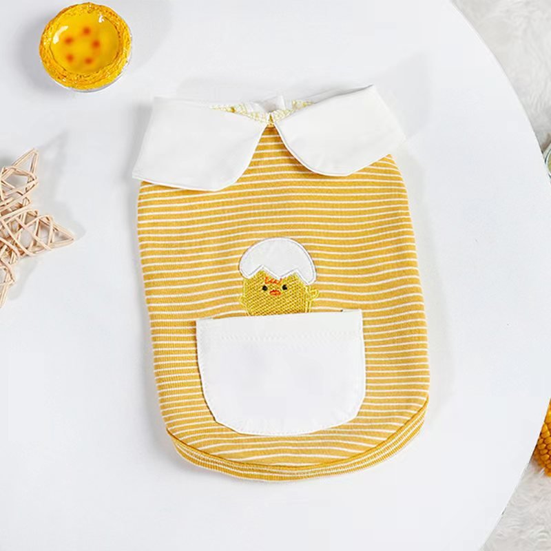 Stripe Sleeveless T Shirt Polo Top Bulldog Dog Clothes - PIKAPIKA