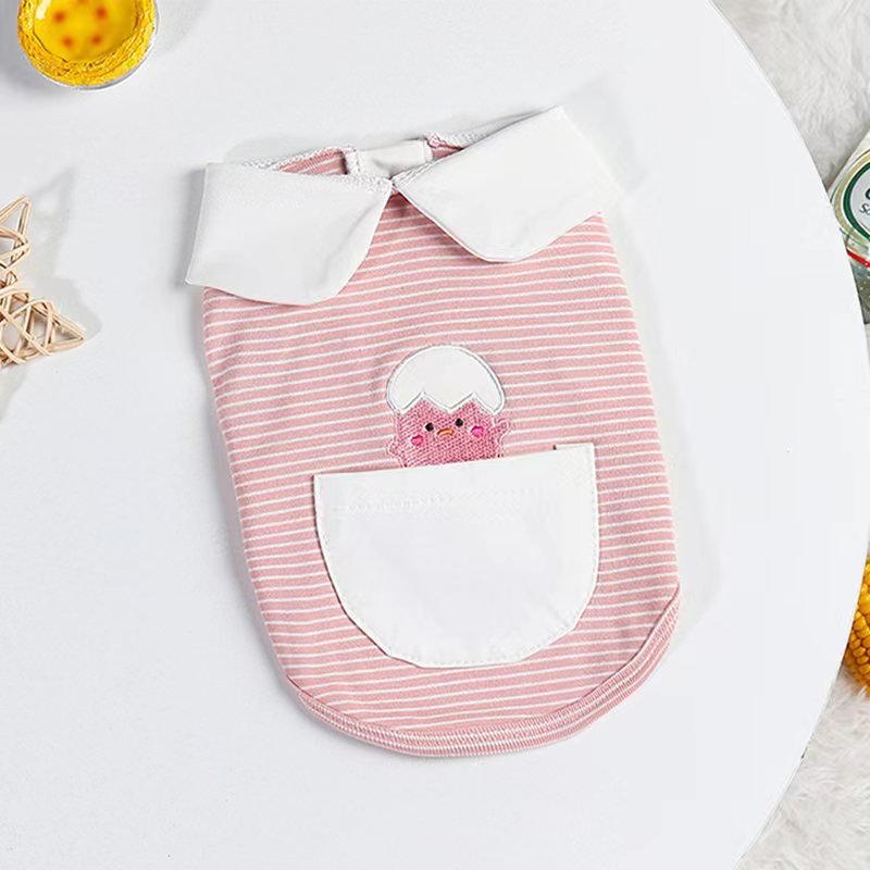 Stripe Sleeveless T Shirt Polo Top Bulldog Dog Clothes - PIKAPIKA