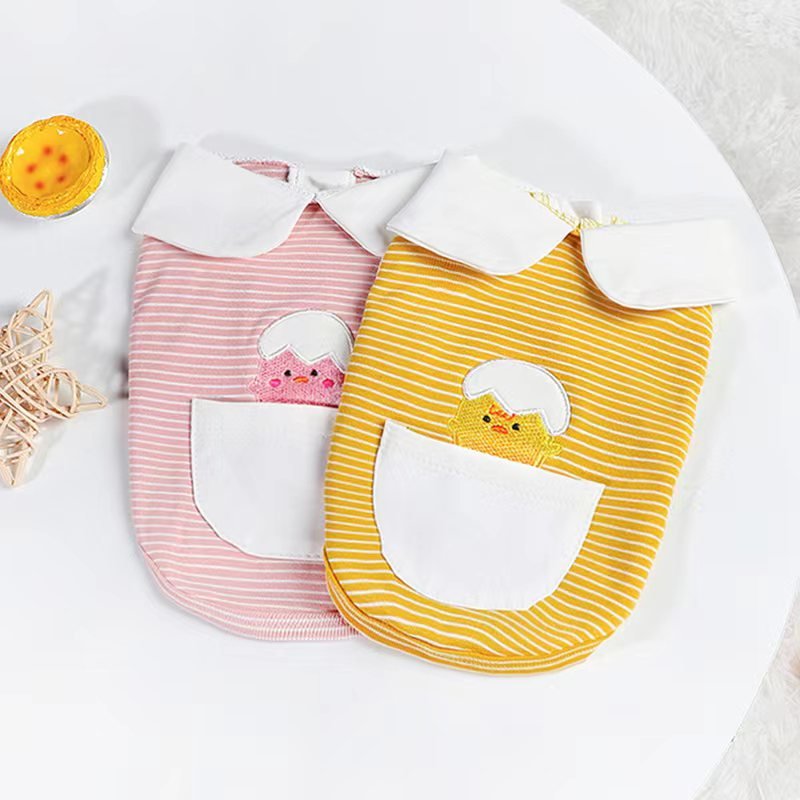 Stripe Sleeveless T Shirt Polo Top Bulldog Dog Clothes - PIKAPIKA