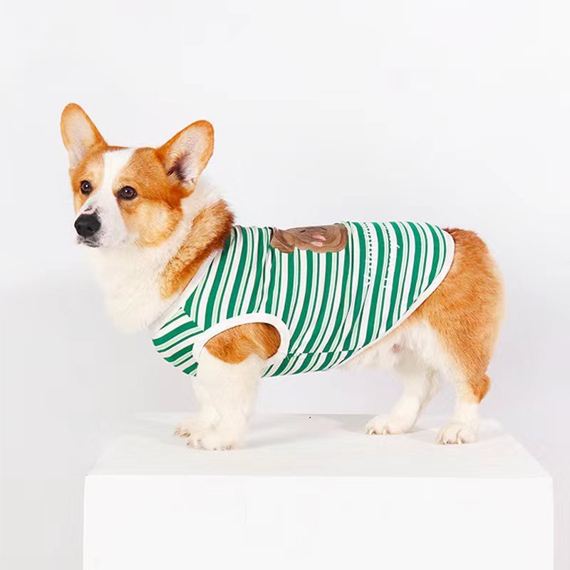 Stripe Sleeveless Tank Top Shirt Corgi Dog Clothes - PIKAPIKA