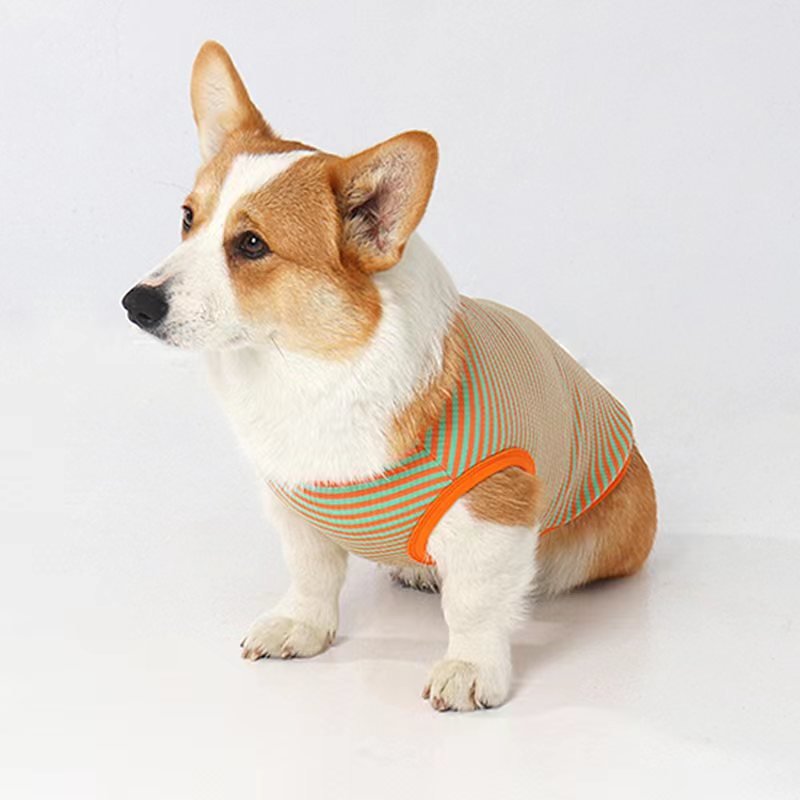 Stripe Sleeveless Tank Top Shirt Corgi Dog Clothes - PIKAPIKA