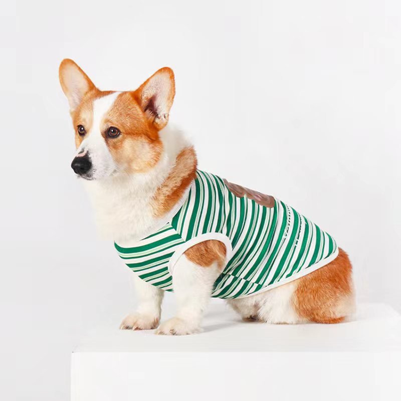 Stripe Sleeveless Tank Top Shirt Corgi Dog Clothes - PIKAPIKA