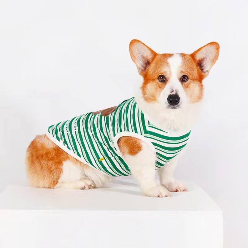 Stripe Sleeveless Tank Top Shirt Corgi Dog Clothes - PIKAPIKA