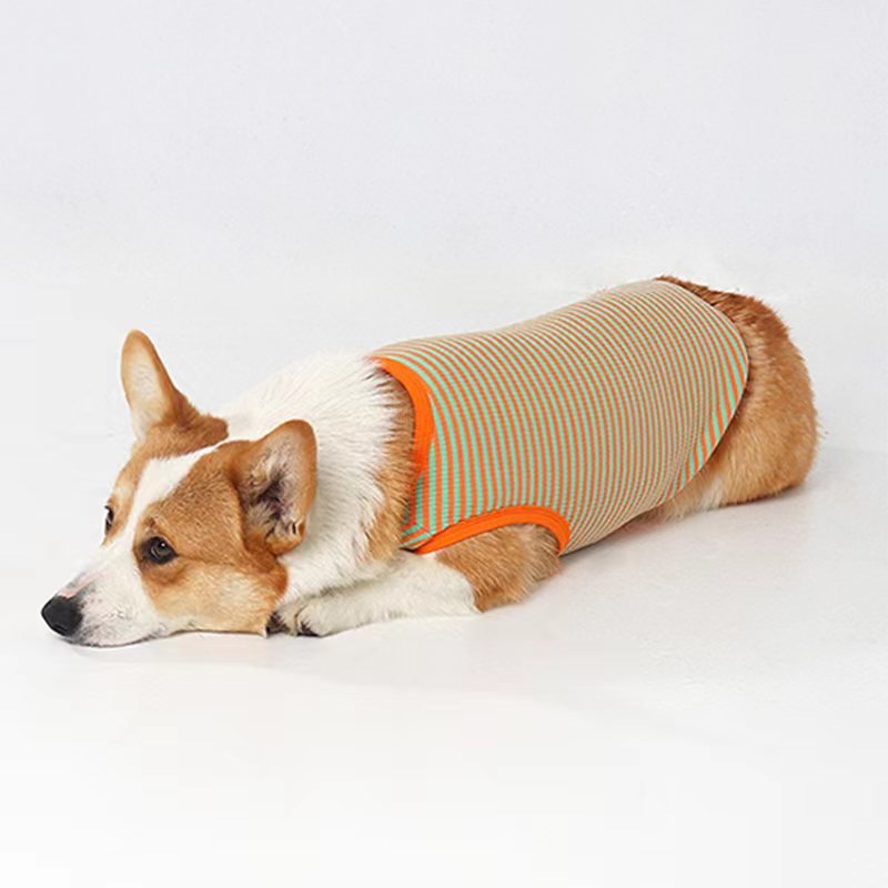 Stripe Sleeveless Tank Top Shirt Corgi Dog Clothes - PIKAPIKA