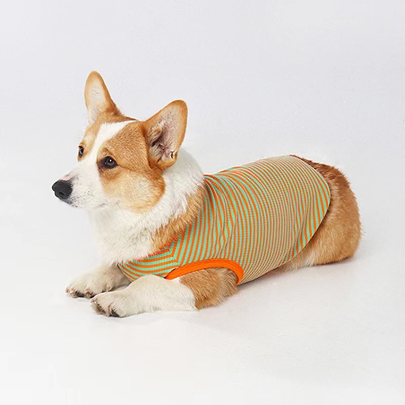 Stripe Sleeveless Tank Top Shirt Corgi Dog Clothes - PIKAPIKA