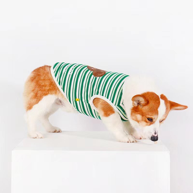 Stripe Sleeveless Tank Top Shirt Corgi Dog Clothes - PIKAPIKA