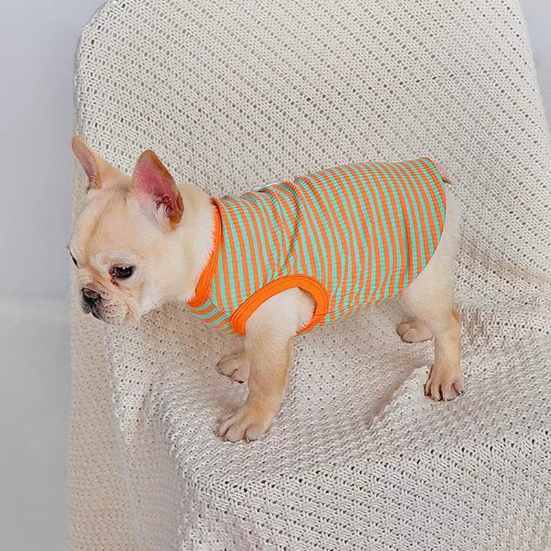 Stripe Sleeveless Tank Top T Shirt Bulldog Dog Clothes - PIKAPIKA