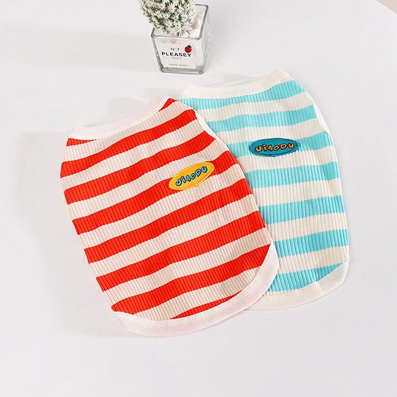 Stripe Sleeveless Tank Top T Shirt Bulldog Dog Clothes - PIKAPIKA