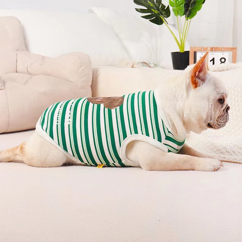 Stripe Sleeveless Tank Top T Shirt Bulldog Dog Clothes - PIKAPIKA