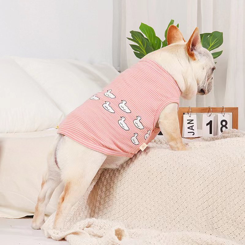 Stripe Sleeveless Tank Top T Shirt Bulldog Dog Clothes - PIKAPIKA