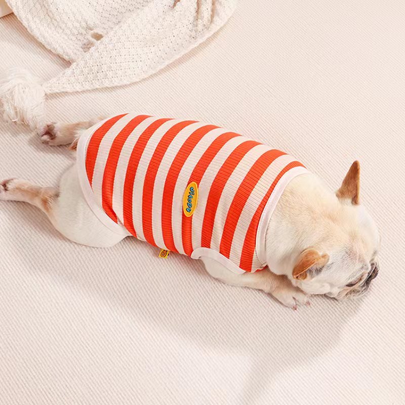 Stripe Sleeveless Tank Top T Shirt Bulldog Dog Clothes - PIKAPIKA