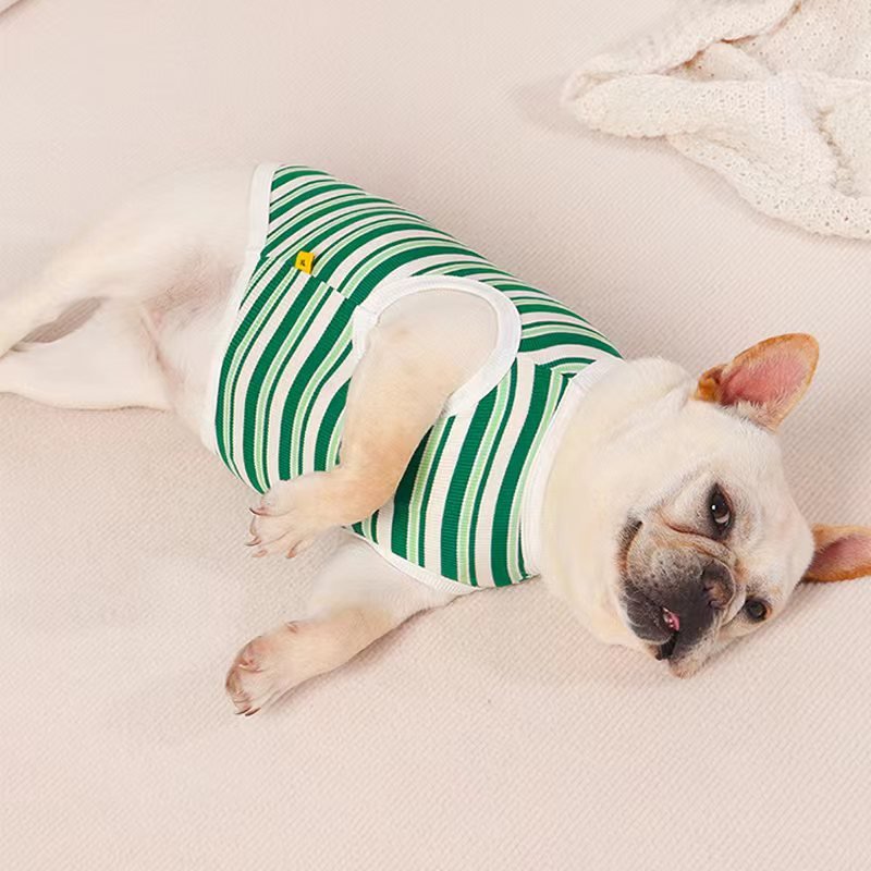 Stripe Sleeveless Tank Top T Shirt Bulldog Dog Clothes - PIKAPIKA