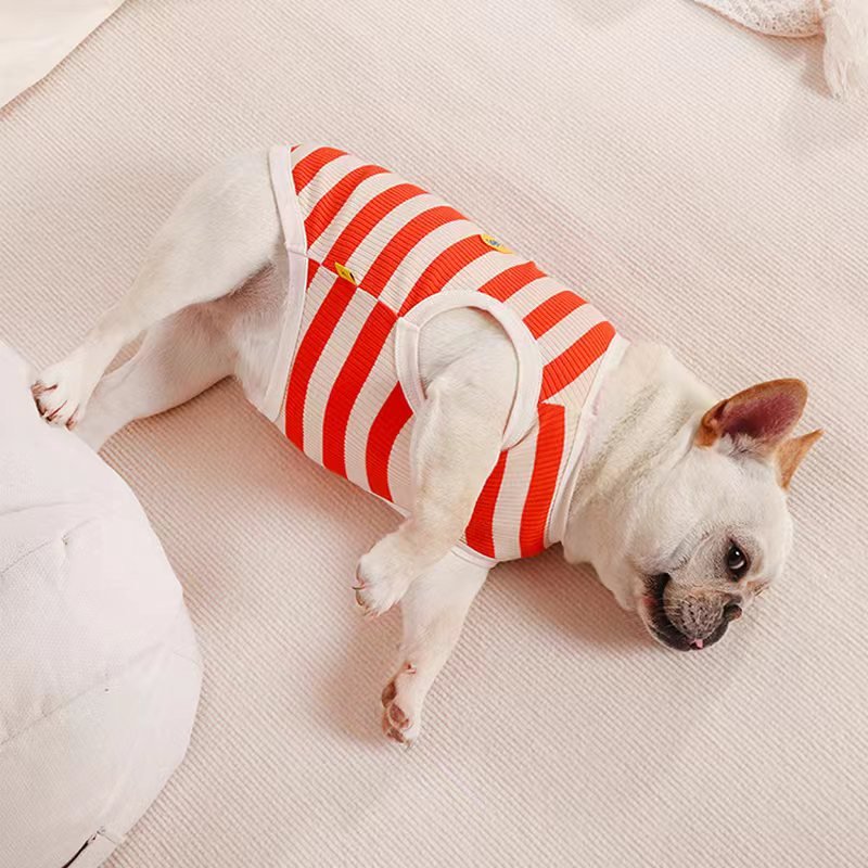 Stripe Sleeveless Tank Top T Shirt Bulldog Dog Clothes - PIKAPIKA