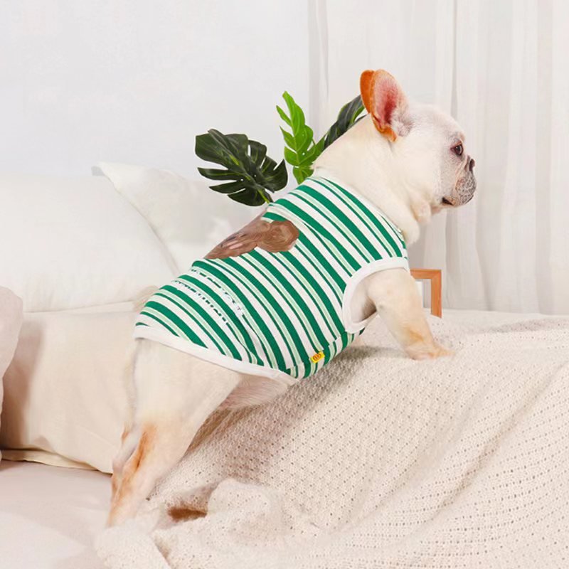 Stripe Sleeveless Tank Top T Shirt Bulldog Dog Clothes - PIKAPIKA