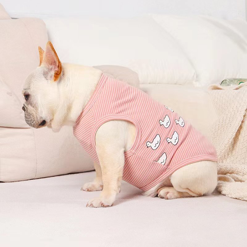 Stripe Sleeveless Tank Top T Shirt Bulldog Dog Clothes - PIKAPIKA