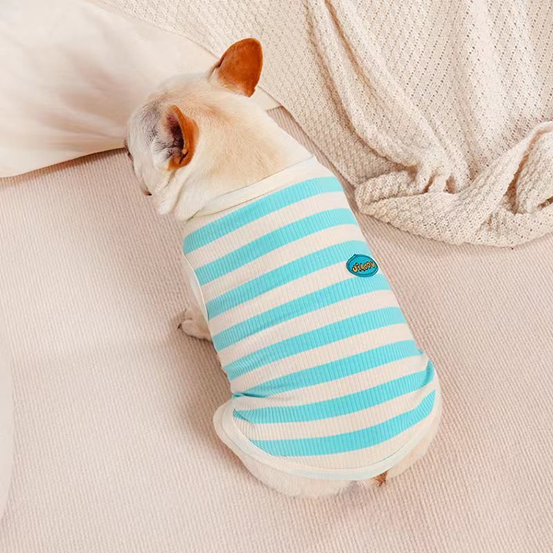 Stripe Sleeveless Tank Top T Shirt Bulldog Dog Clothes - PIKAPIKA