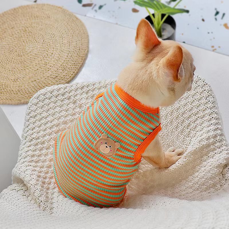Stripe Sleeveless Tank Top T Shirt Bulldog Dog Clothes - PIKAPIKA