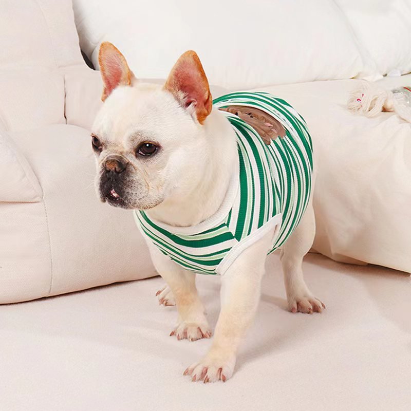 Stripe Sleeveless Tank Top T Shirt Bulldog Dog Clothes - PIKAPIKA