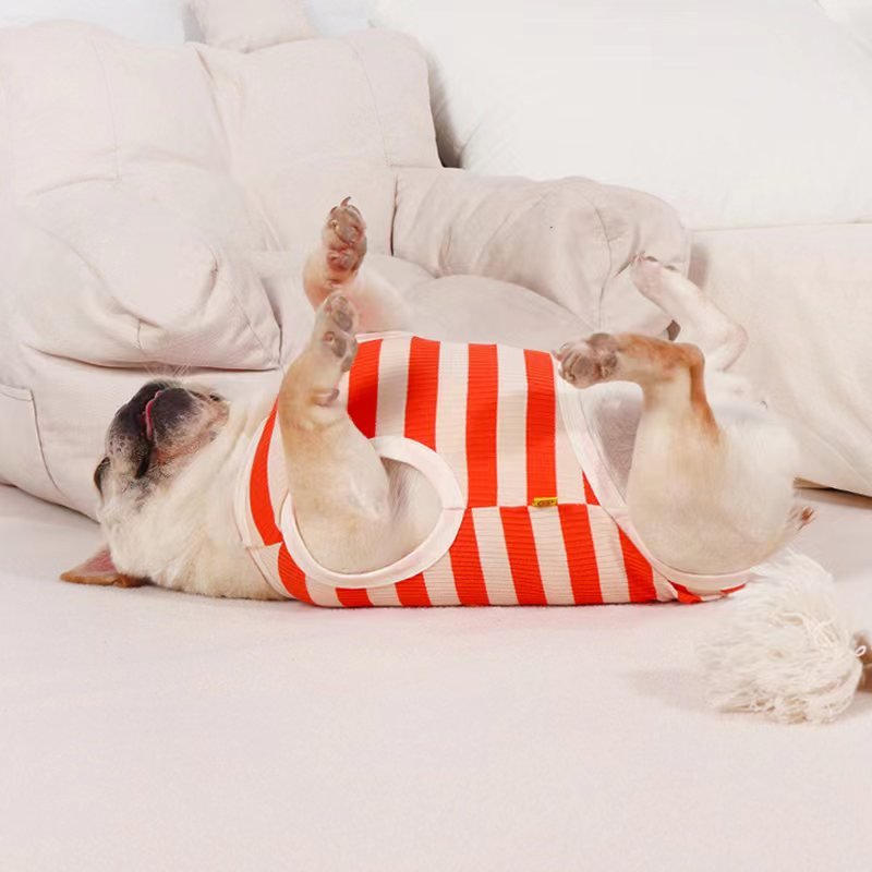 Stripe Sleeveless Tank Top T Shirt Bulldog Dog Clothes - PIKAPIKA