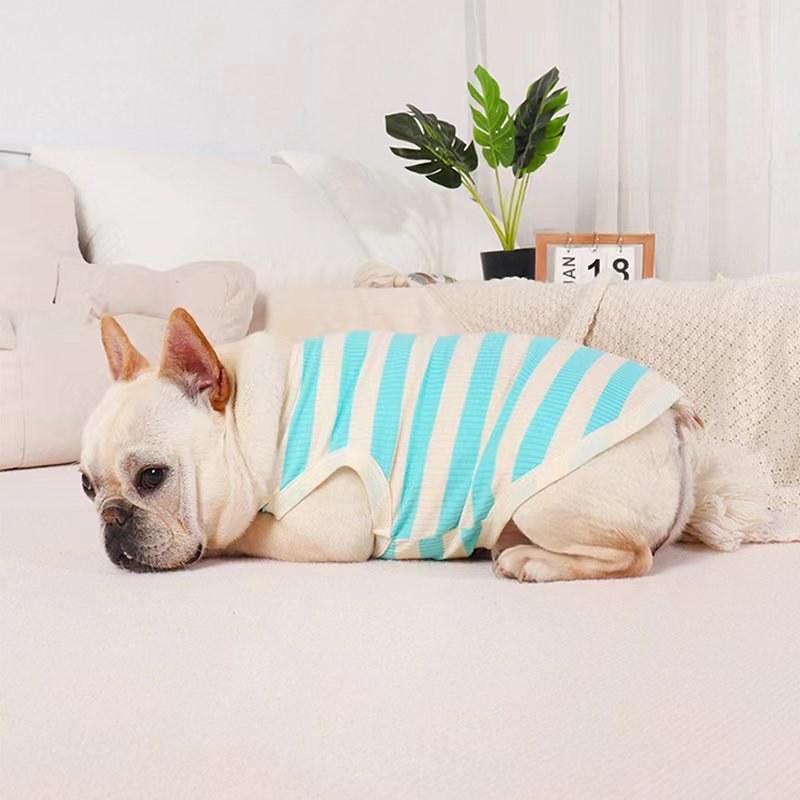 Stripe Sleeveless Tank Top T Shirt Bulldog Dog Clothes - PIKAPIKA