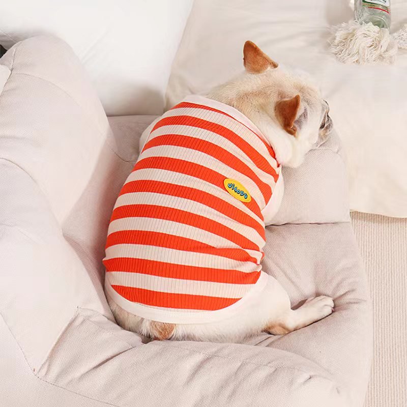 Stripe Sleeveless Tank Top T Shirt Bulldog Dog Clothes - PIKAPIKA