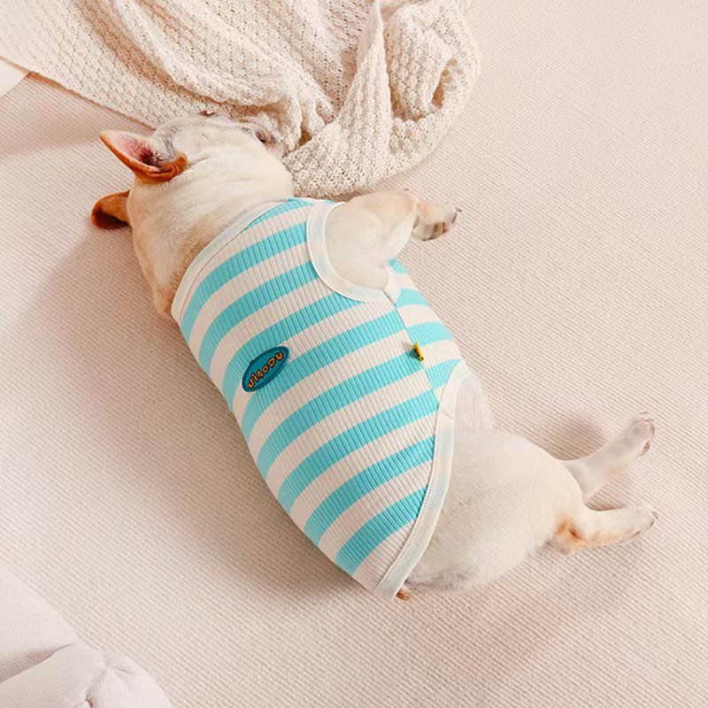 Stripe Sleeveless Tank Top T Shirt Bulldog Dog Clothes - PIKAPIKA