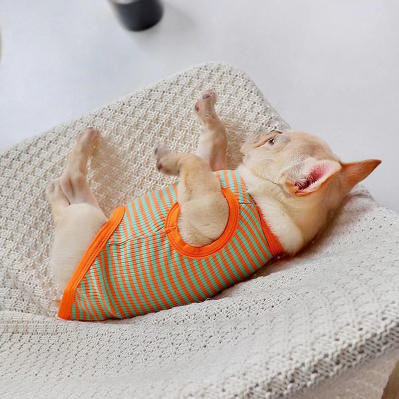 Stripe Sleeveless Tank Top T Shirt Bulldog Dog Clothes - PIKAPIKA