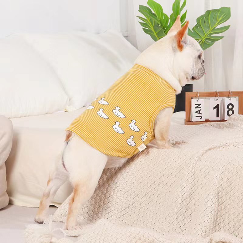 Stripe Sleeveless Tank Top T Shirt Bulldog Dog Clothes - PIKAPIKA