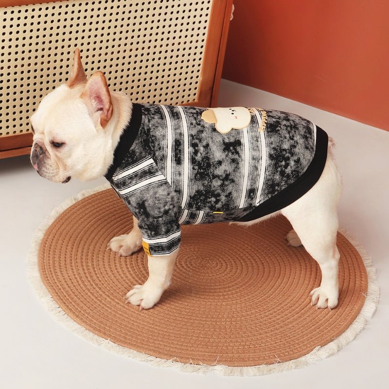 Stylish Sweatshirt Light Dog Stripes Clothes Bulldog Black - PIKAPIKA