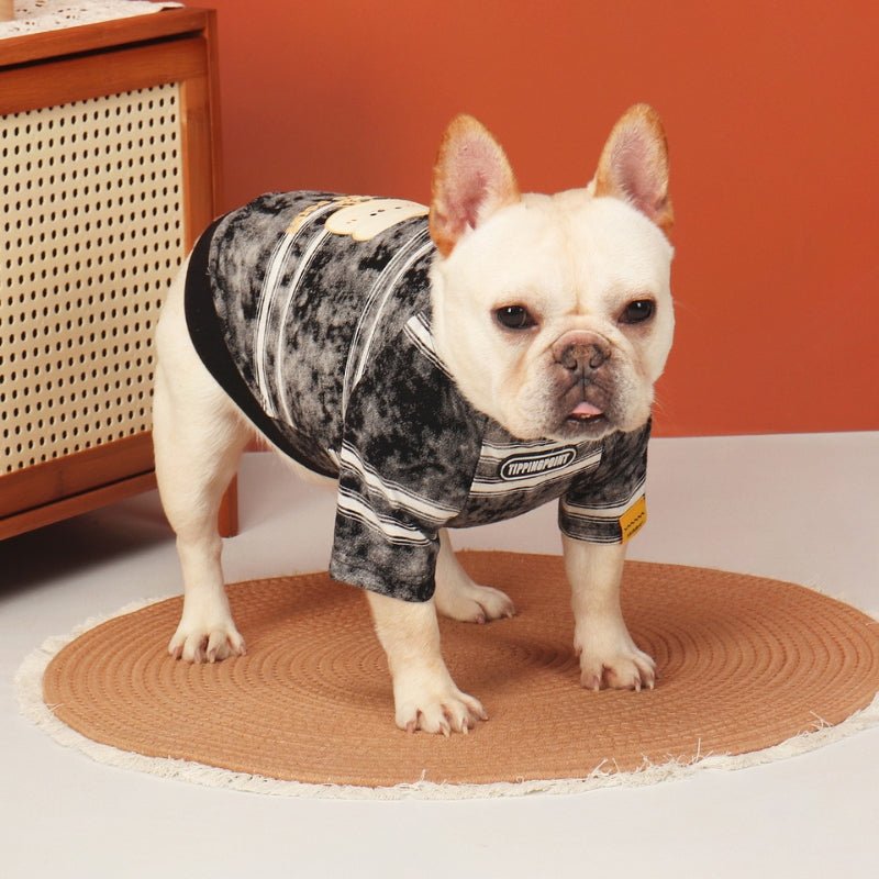 Stylish Sweatshirt Light Dog Stripes Clothes Bulldog Black - PIKAPIKA