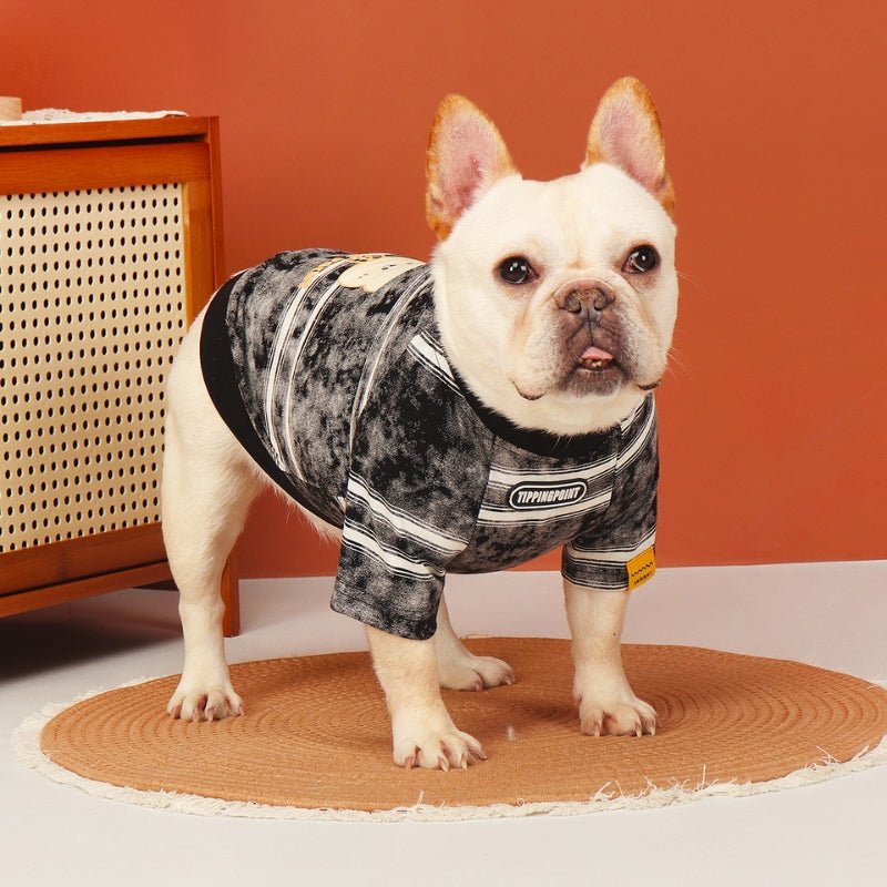 Stylish Sweatshirt Light Dog Stripes Clothes Bulldog Black - PIKAPIKA