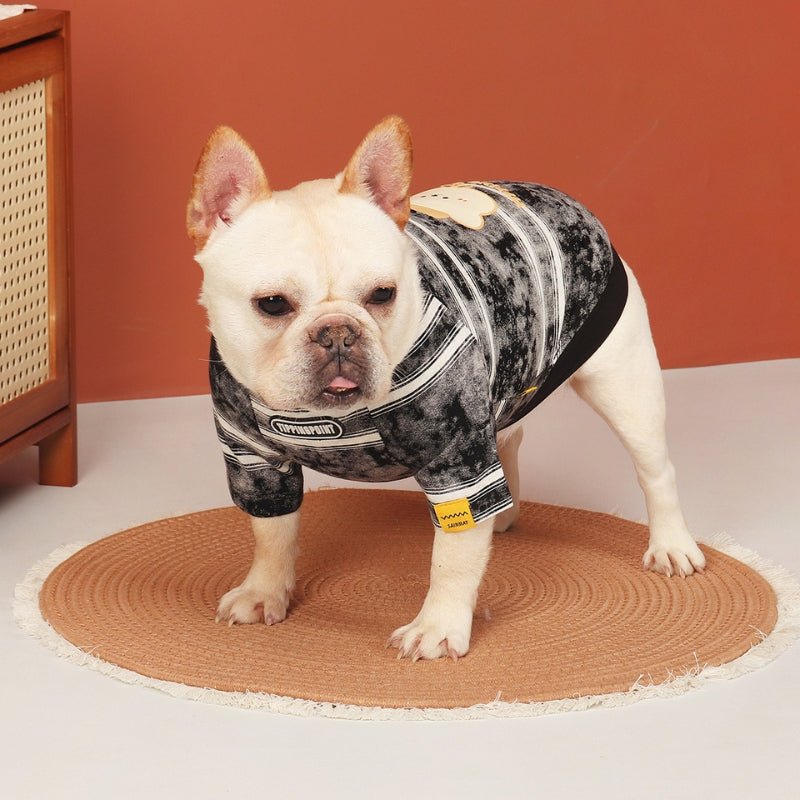 Stylish Sweatshirt Light Dog Stripes Clothes Bulldog Black - PIKAPIKA