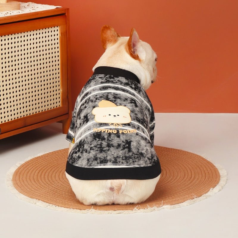 Stylish Sweatshirt Light Dog Stripes Clothes Bulldog Black - PIKAPIKA