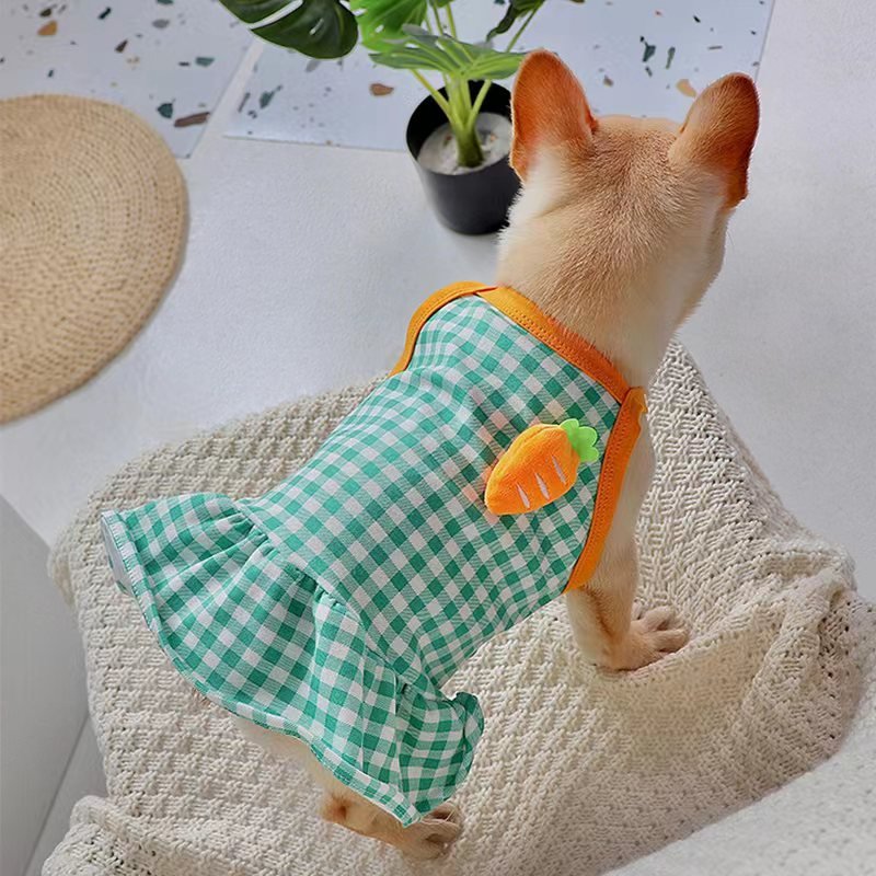 Tank Dress Summer Sleeveless Skirt Bulldog Dog Clothes - PIKAPIKA