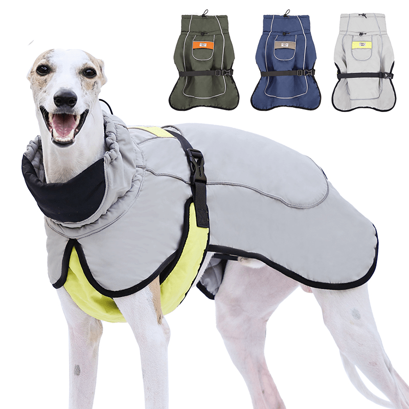 Thick Warm Whippet Dog Vests Windproof Outdoor Coat with Reflective Strips Pet Clothes - PIKAPIKA