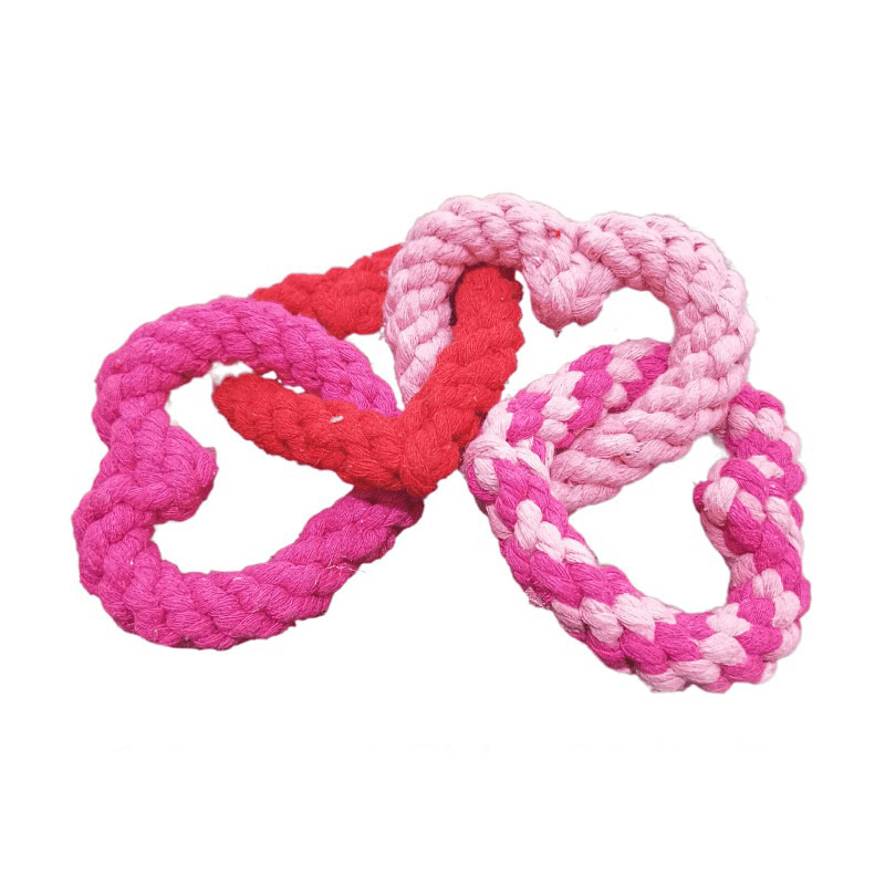 Valentine's Day Pet Gift - Dog Heart - shaped Cotton Rope Che - PIKAPIKA