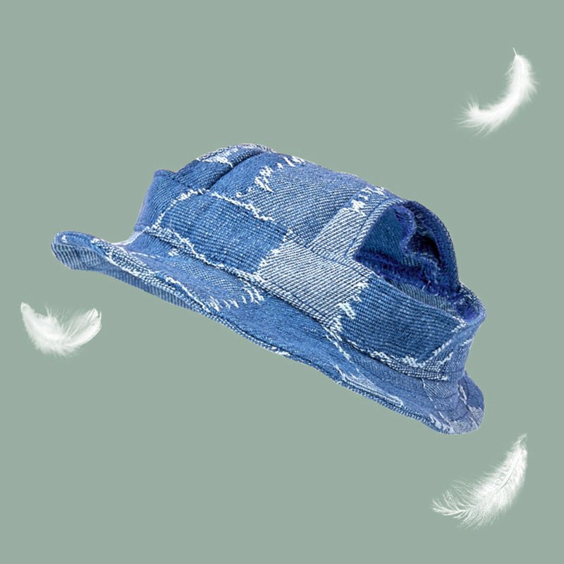 Vintage Denim Outdoor Sunscreen Bucket Hat - PIKAPIKA