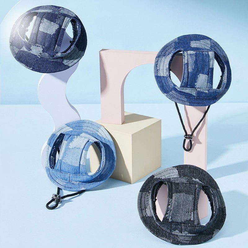 Vintage Denim Outdoor Sunscreen Bucket Hat - PIKAPIKA