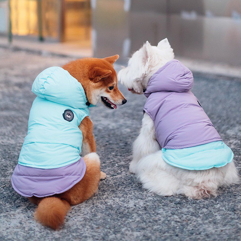 Waterproof Duck Down Padded Jacket Sleeveless Vest Hoodie Coat Dog Clothes - PIKAPIKA