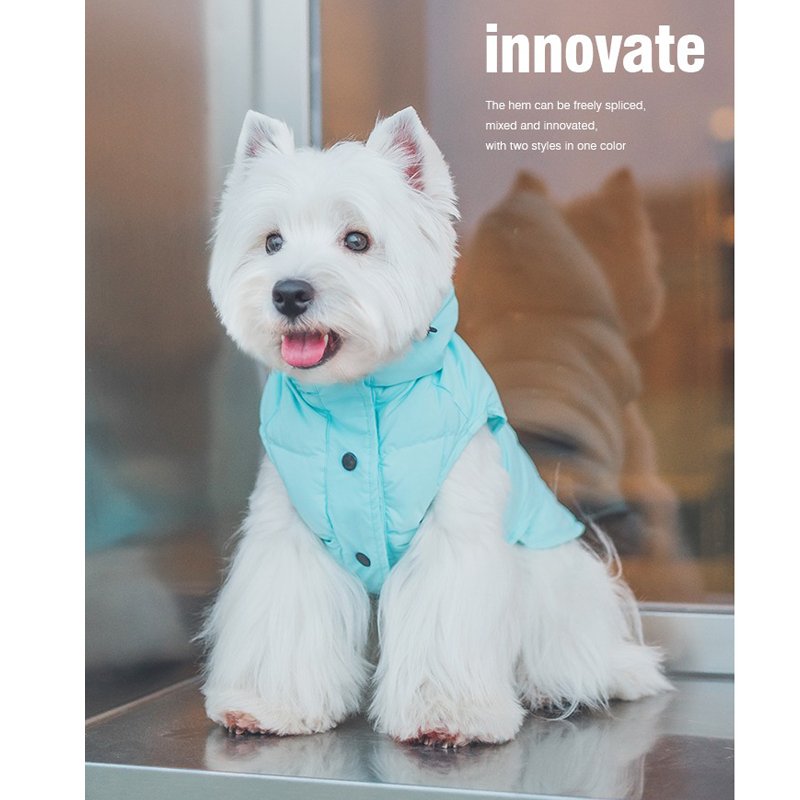 Waterproof Duck Down Padded Jacket Sleeveless Vest Hoodie Coat Dog Clothes - PIKAPIKA